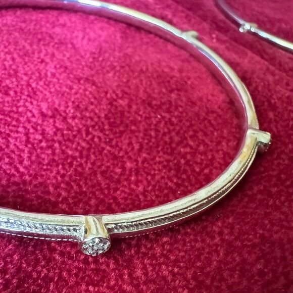 Set of 5 Affinity Diamond Sterling Silver Bangle Bracelets 925 Vintage 8 Inch - Picture 9 of 15